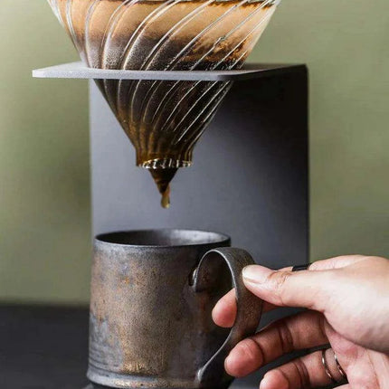 Nordic Charm Ceramic Coffee Mug with Hanging Ear and Gilt Couple Design