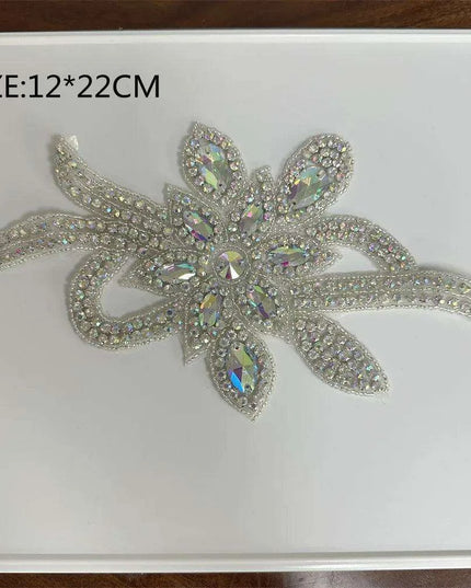 Glimmering Silver Rhinestone Floral Applique: Elegant Fashion Upgrade Accessory