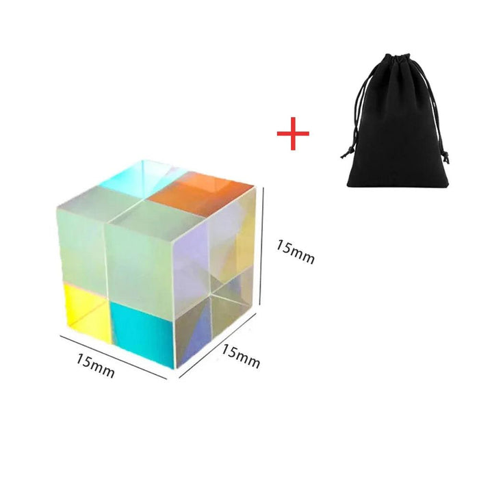 Colorful Mini Optical Glass X-Cube Prism - Engaging Physics Toy for Young Minds