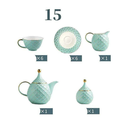 Elegant European Bone China Coffee and Tea Set with Chic Ceramic Teapot