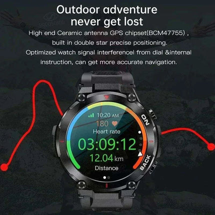 Men's Waterproof Fitness GPS Smartwatch with Advanced Health Monitoring and Long Battery Life