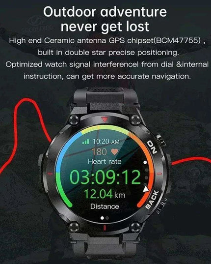 Men's Waterproof Fitness GPS Smartwatch with Advanced Health Monitoring and Long Battery Life