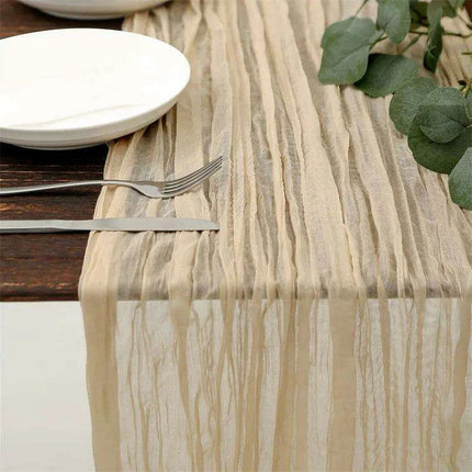 Charming Rustic Cotton Cheesecloth Table Runner Collection - Set of 10