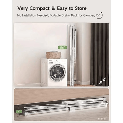 Vikaqi Premium Stainless Steel Adjustable Clothes Drying Rack with Bonus Accessories