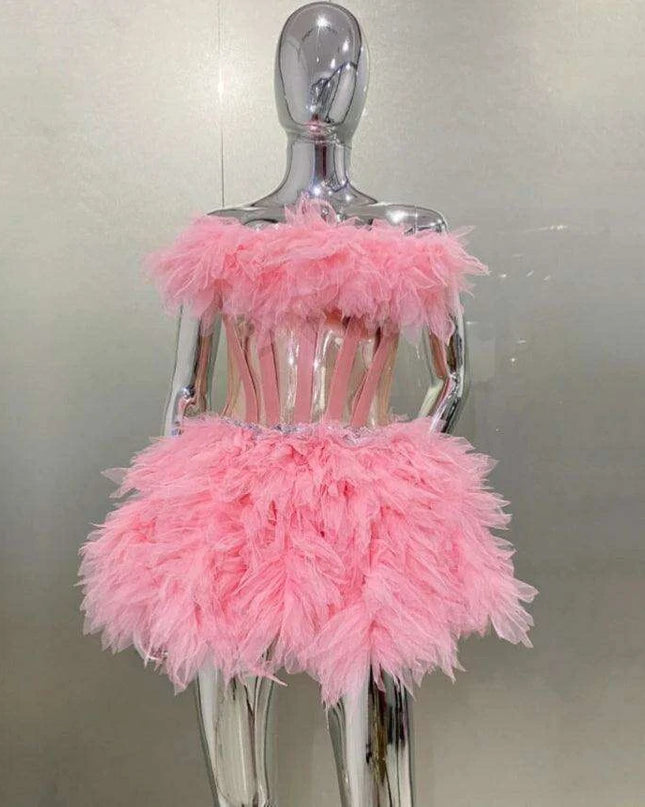 Charming Pink Lace-Up Mini Dress - Perfect for Celebrations and Events