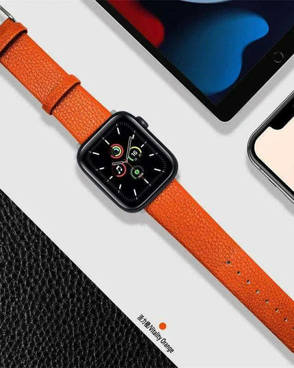 Crimson Glitter Leather Apple Watch Band - Luxe Sparkle Strap