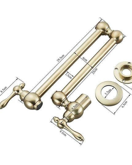 Sleek Brushed Gold Brass Wall-Mounted Pot Filler Faucet for a Chic Kitchen Upgrade