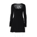 Chic Bow-Detail Long Sleeve A-line Bodycon Dress for Women - Autumn Evening Style