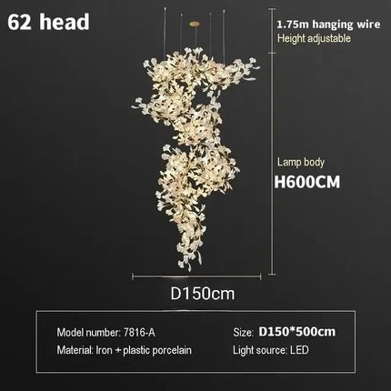 Ginkgo Leaf Combination Chandelier - Loft & Staircase