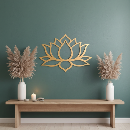 Large Gold Lotus Metal Wall Art – Elegant Home Decor & Bridal Gift