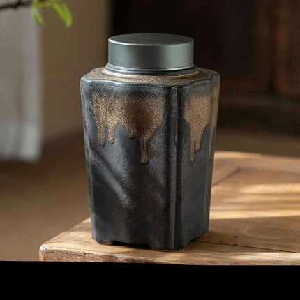 Elegant Vintage Gilt Ceramic Tea Pot - Artistic Storage Solution and Stylish Home Accent