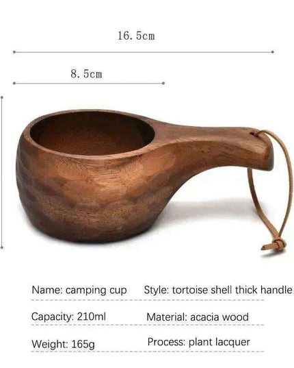Artisan Acacia Wood Adventure Mug with Stylish Rope Handle - Your Unique Outdoor Drinkware