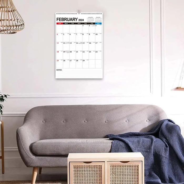 2024 Daily Wall Calendar and Weekly Planner - Large English Desk Calendar Spiral Bound Organizer