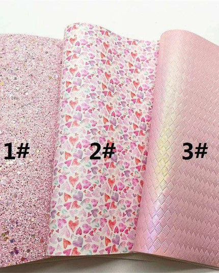 Sparkling Pink Heart & Cloud Faux Leather Crafting Sheet - Ideal for DIY Projects
