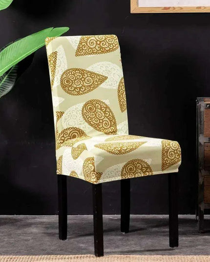 Nordic Floral Stretch Chair Slipcover in Yellow and Tan