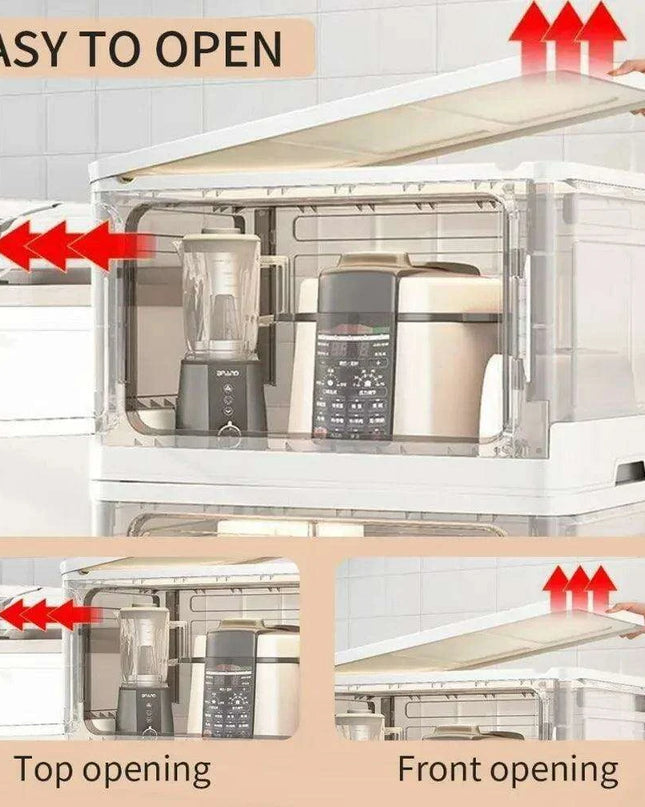 Collapsible 18-Gallon Storage Bin with Clear Access Doors and Rolling Wheels - Optimize Your Organization!