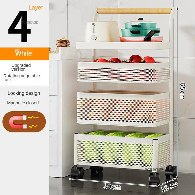 Nordic Stainless Steel Kitchen Trolley with Wheels & Rotating