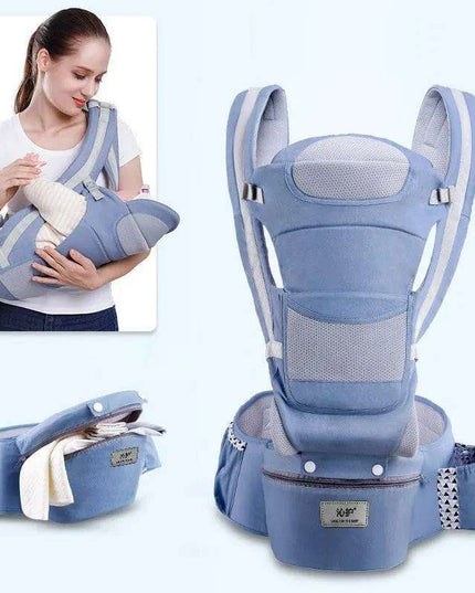Multifunctional Ergonomic Baby Carrier with Hipseat and Kangaroo Wrap for Infants and Toddlers