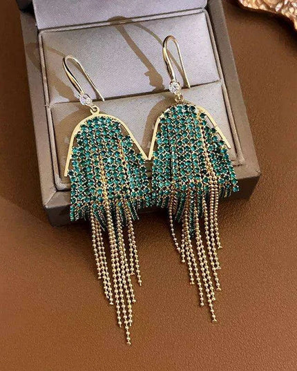 Sparkling Rhinestone and Tassel Earrings - Elegant Fashion Accent