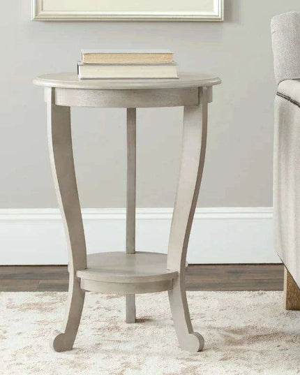 Elegant Grey Pine Tri-Leg Pedestal Side Table with Chic Round Coffee Table Flavor