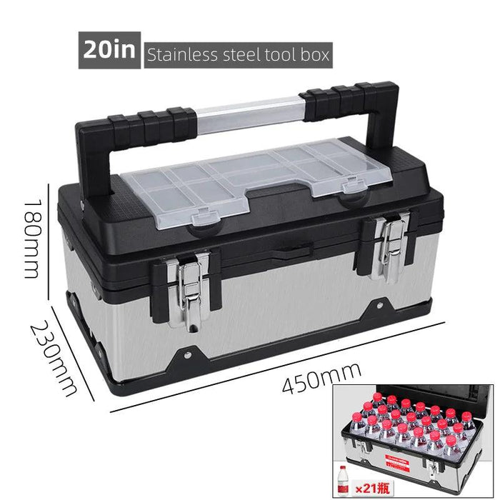 Elite Stainless Steel Toolbox with Dual Secure Storage and Innovative Security Features