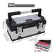 Portable Stainless Steel Toolbox with Dual Storage and High Capacity Design