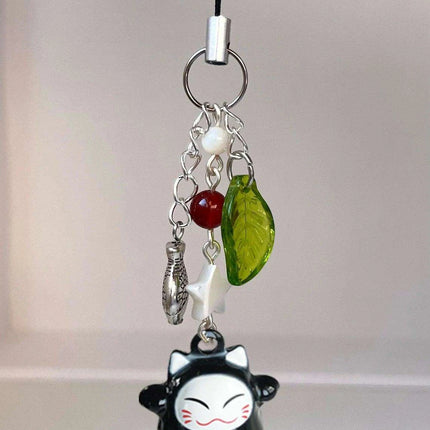 Enchanting Black Cat Bell Keychain | Handmade Lucky Phone Charm