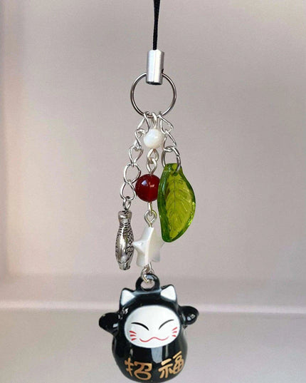 Enchanting Black Cat Bell Keychain | Handmade Lucky Phone Charm