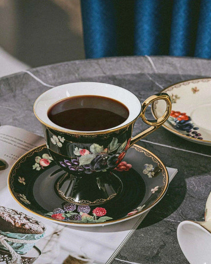 Elegant Gold-Accented Bone China Coffee Cup Set