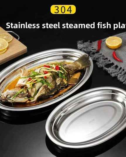 Sophisticated Stainless Steel Oval Serving Plates for an Exquisite Dining Experience