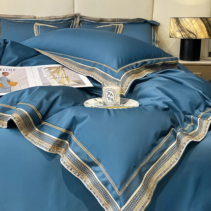 LZA Home 1000TC Egyptian Cotton Luxury Bedding Set with Gold Embroider