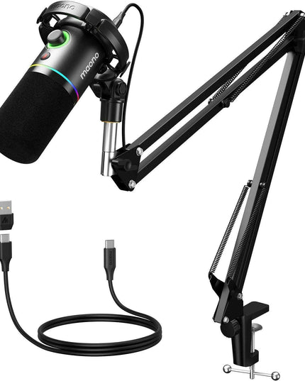 Ultimate Podcasting Microphone Bundle with Maonolink Software and Adjustable Gain Knob