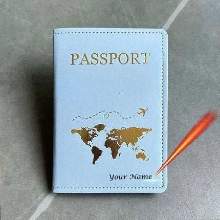 Custom Engraved Passport Holder for Adventurous Couples - Elegant Travel Essential