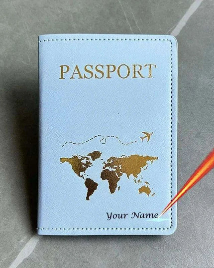 Custom Engraved Passport Holder for Adventurous Couples - Elegant Travel Essential