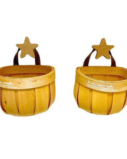 Charming Bamboo Wall-Mounted Basket for Scallions, Ginger, and Garlic Storage