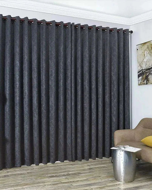 Chic Charcoal Floral Thermal Blackout Curtains - Set of 2 | Energy-Saving Privacy Dividers