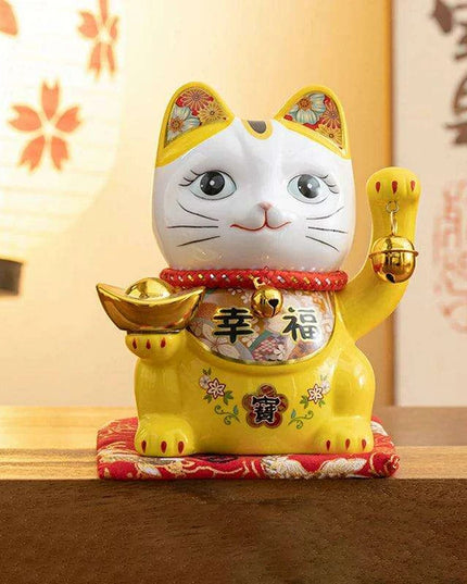 Charming 5-Inch Maneki Neko Ceramic Bank - A Playful Touch of Good Fortune for Your Home