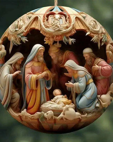 Elegant Acrylic Jesus Nativity Family Christmas Tree Decor Ornament Set