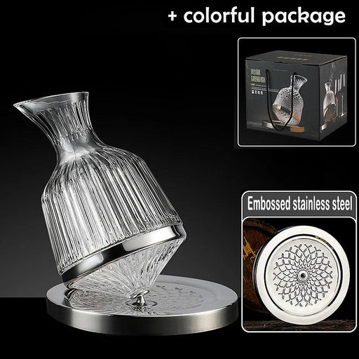 Elegant Rotating Crystal Wine Decanter Set for Optimal Aeration