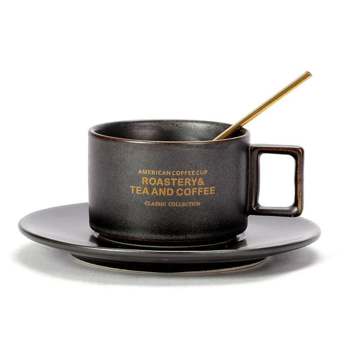 Luxurious Hand-Painted European Ceramic Coffee Mug Set with Gold Detailing - 110ml