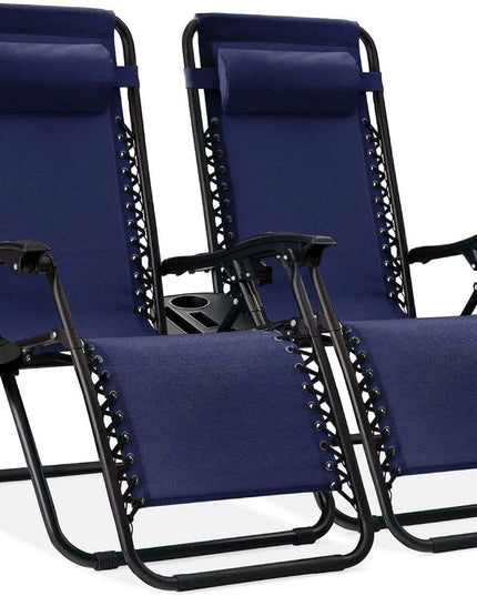 Luxury Zero Gravity Lounge Chairs Set with Accessories in Elegant Black