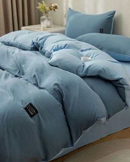 Minimalist Japanese-Inspired Duvet Cover Set with 2 Pillowcases - Luxurious & Cozy Bedding Experience
