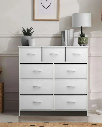 Modern 9-Drawer Dresser with Steel Frame and Wood Top - Stylish Storage Solution