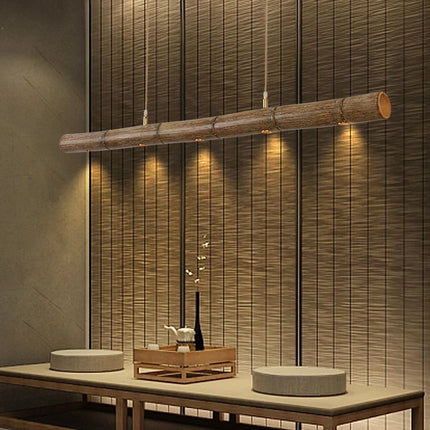Xiaowei LED Chandelier - Creative Bamboo Design for Bar & Tea Rooms