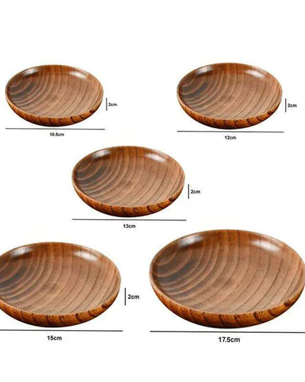 Stylish Unbreakable Acacia Wood Serving Plates - Versatile Round Dishes for Fruits, Snacks, and Desserts (10.5-17.5 Cm)