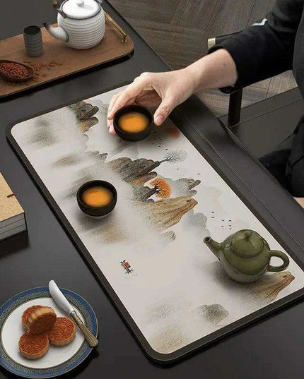 Tranquil Harmony Diatom Mud Tea Ceremony Mat - Elegant Absorbent Home Decor for Tea Aficionados