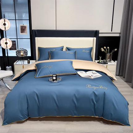 Monnom 100% Egyptian Cotton Duvet Cover Set - 3pcs, Soft & Durable