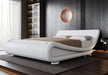 Elegant White Full-Size Bed Frame with Adjustable Sleigh Headboard