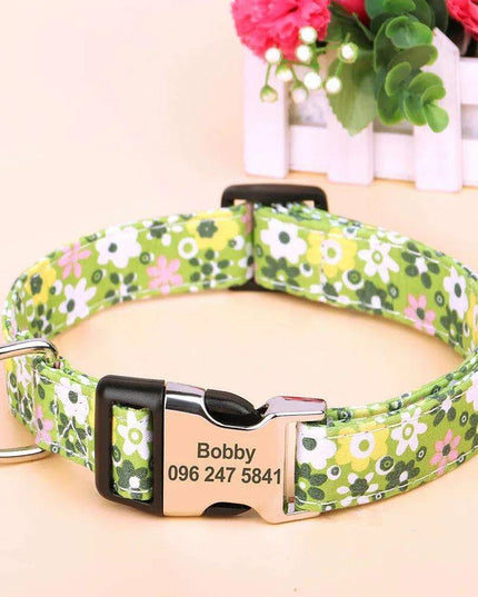 Personalized Floral Nylon Dog Collar - Stylish ID Collars for Dogs of All Sizes