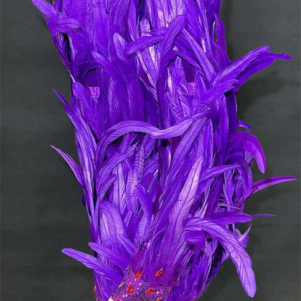 Purple Feathered Backless Mini Dress for Dazzling Night Out